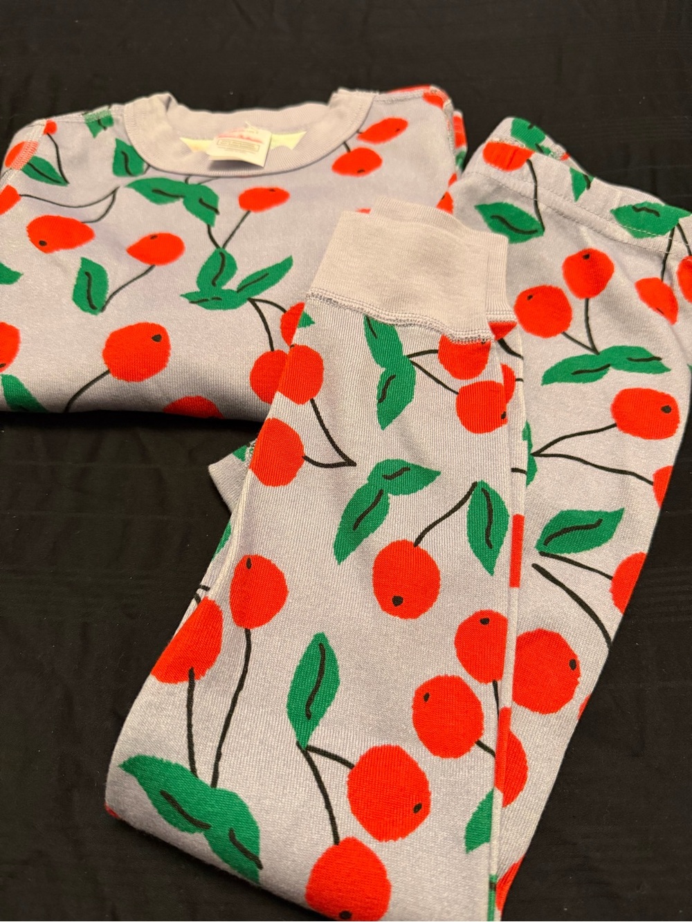 Hanna Andersson lavender Pajama Set with Red Cherry Print